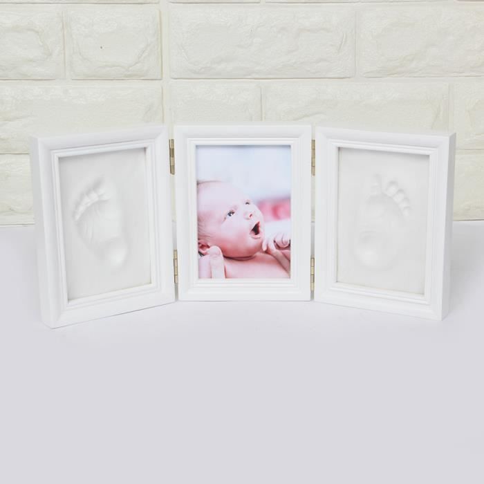 Anika-Baby BabyRice Cadre photo en bois effet hêtre avec kit encre pour réalisation d'empreintes bébé Passe-partout blanc Noir 