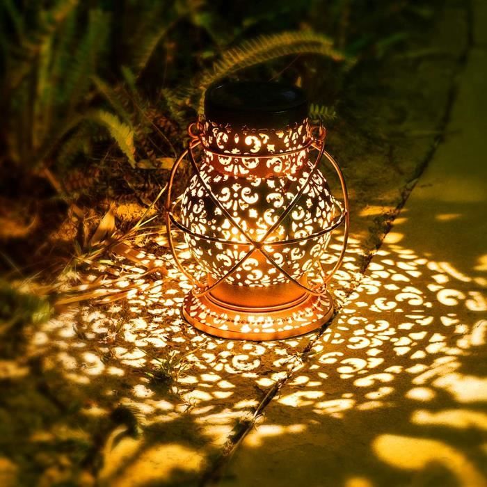 TERESA'S COLLECTIONS Lanterne Solaire Exterieur Jardin,Decoration Jardin Exterieur,Lanterne Solaire D'extérieur,Grille Bleu Dégradé Lampe Solaire - 7