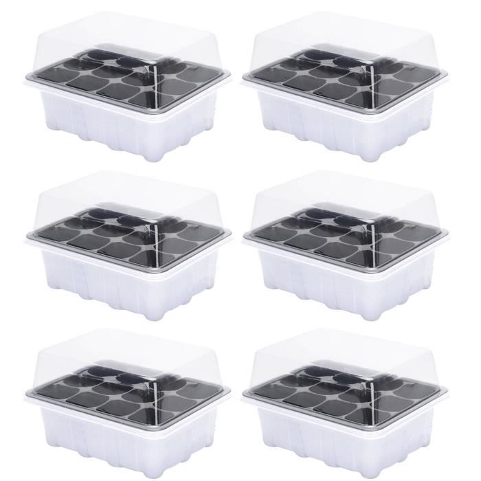 Lot De 6 Plateaux Semis 72 Cellules Yexati - Couvercles Transparents Avec Ventilation - Étiquettes Incluses