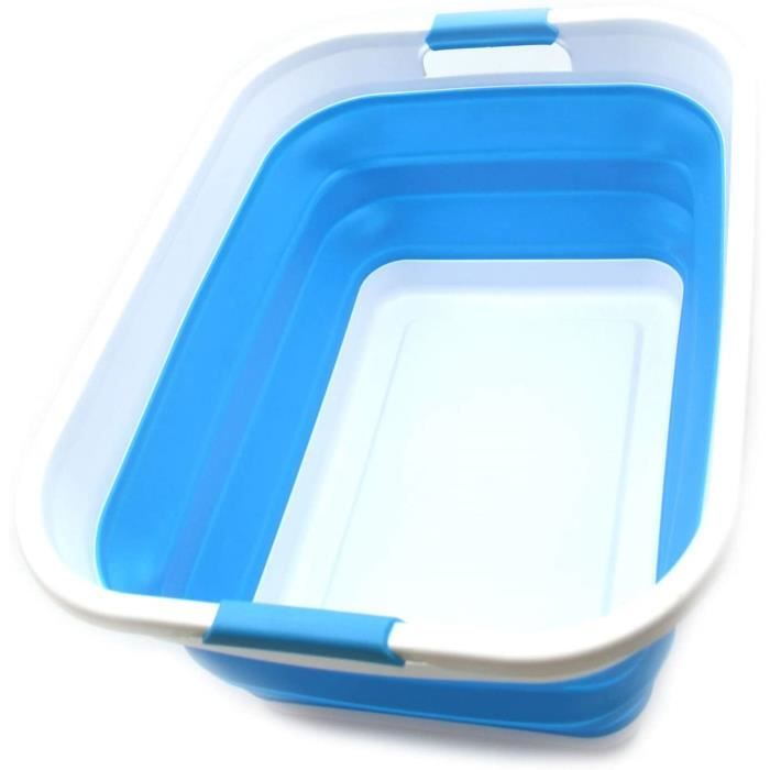 Panier à Linge Pliable 41L Sammart - Boîte De Rangement Souple TPE/PP, Gain De Place, Poignées Antidérapantes, Idéal Linge, Jouets, Animaux, Voiture (Blanc/Vert Lac)