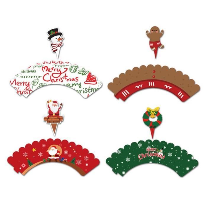 Décoration de gâteau de noël, 24 pièces, pour fête, événements, (12