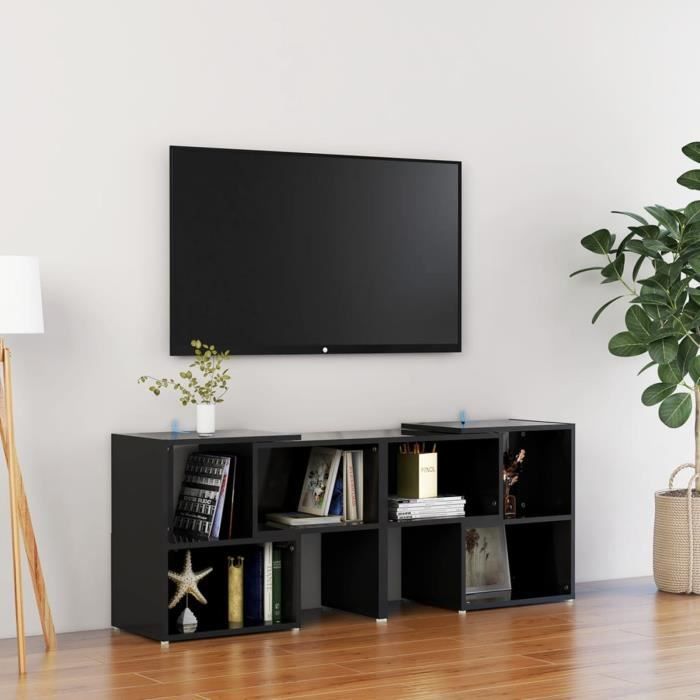 Meuble TV Noir brillant - Aggloméré - 104x30x52 cm