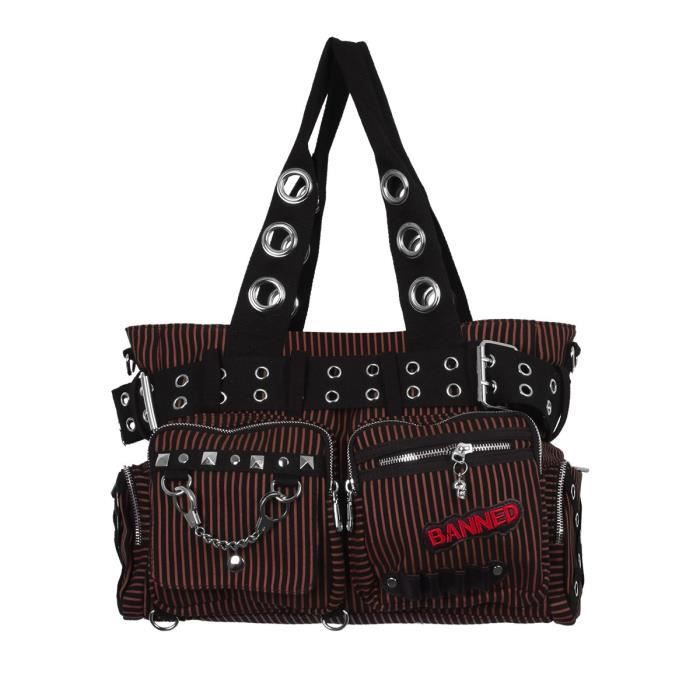 Sac Bandoulière BANNED - Style Gothique Punk Crâne Rouge, Neuf Avec étiquettes