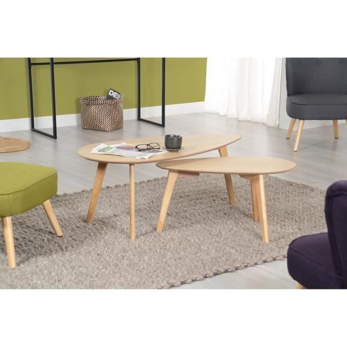 Natura Tables Gigognes Scandinave Placage Chene Vernis Naturel L
