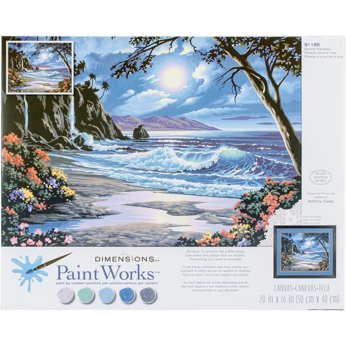 Paint Works Kit De Peinture Par Numero 20 X16 Moonlit Paradise Achat Vente Peinture Au Numero Kit De Peinture Au Numero 20 Cdiscount