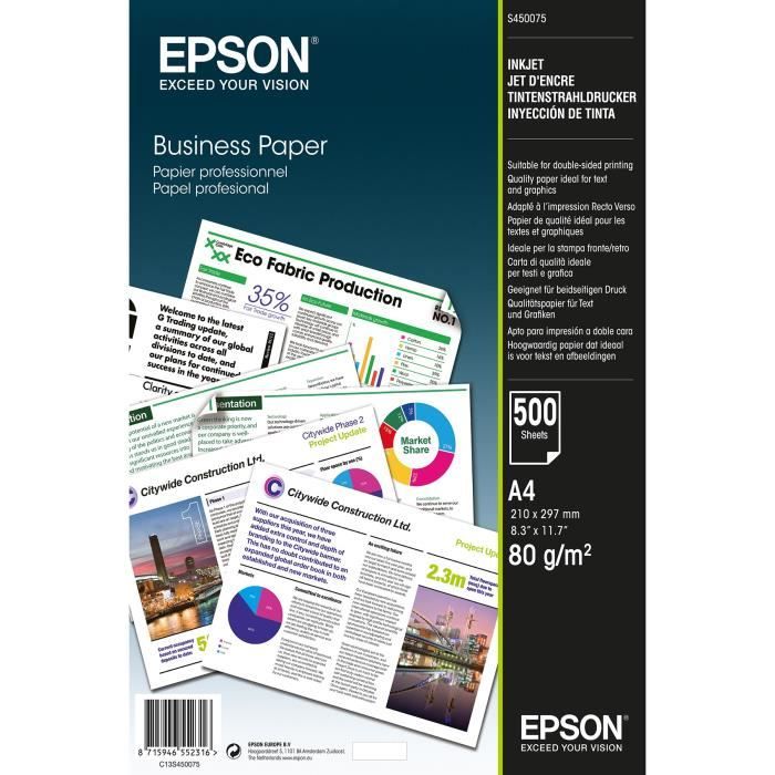 Epson Business Paper 80gsm A4 500 sheets - vue 2