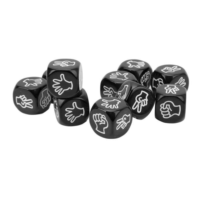 Lot De 10 Dés D6 Noirs à Chiffres Blancs – 16 Mm, Pour RPG, Jeux De Société, Robustes, Bords Carrés