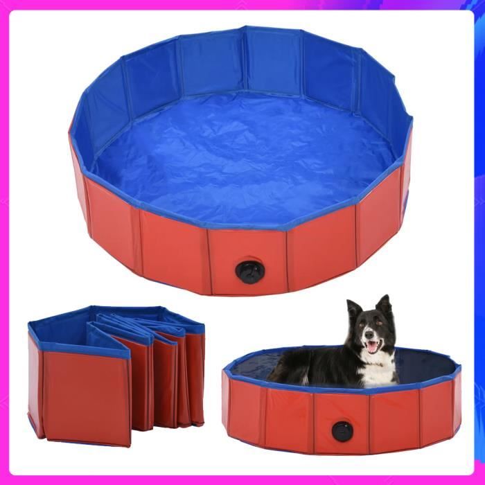 Meilleurs prix pour Surciel© 80x20 cm Piscine pliable pour chiens Rouge PVC