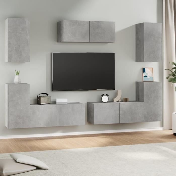Meuble TV d'angle ou droit en bois et blanc - MEUBLES LINE - NEXIA -  200x105x95cm - Porte(s) et tiroir(s)