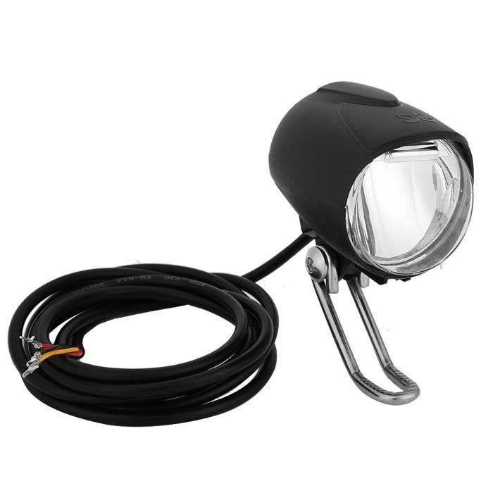 NULKOMMA Phare avant Ebike 36 V-48 V super lumineux LED pour vélo électrique, scooter, VTT, lumière pour vélo de nuit, étanche (3 broches mâle