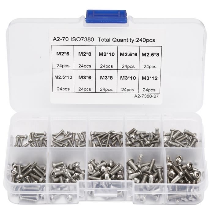 Kit 240 Pièces De Vis RC – Outils De Réparation Pour Voitures 1/10 Et 1/8, Rangement En Boîtier Plastique