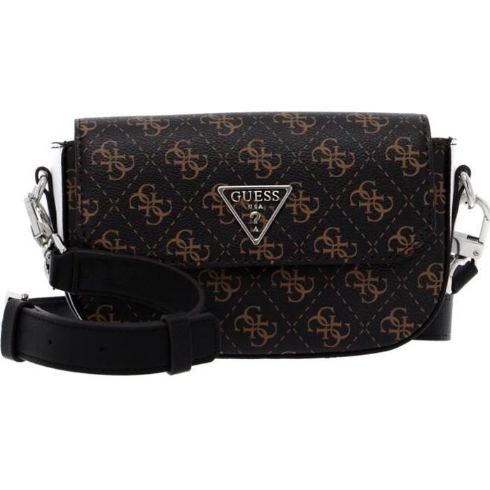 GUESS Ambrose Mini Crossbody Flap Brown / White Logo [116516] Marron