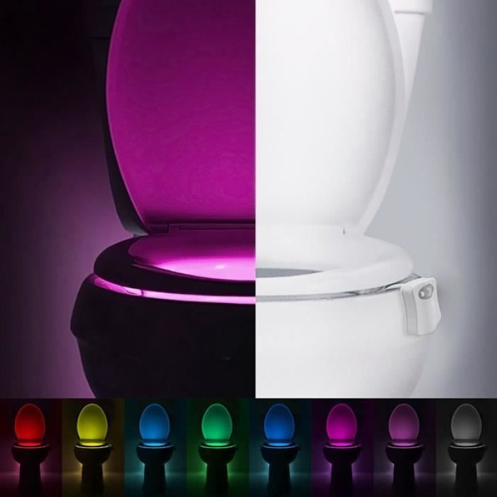 Lampe de toilettes nuit de salle de bains WC LED lumière mouvement humain  activé siège capteur lampe - Cdiscount Maison