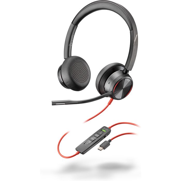 HP Poly Blackwire 8225 Stereo USB-C Headset +USB-C/A Adapter