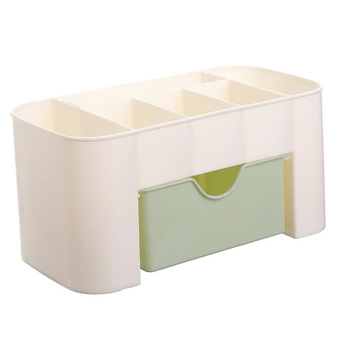 Boîte Organisatrice Vintage En Bois à 2 Tiroirs (24.5x17.5x12.5 Cm) - Rangement Bureau, Maquillage, Bijoux | Décoration Style Rétro