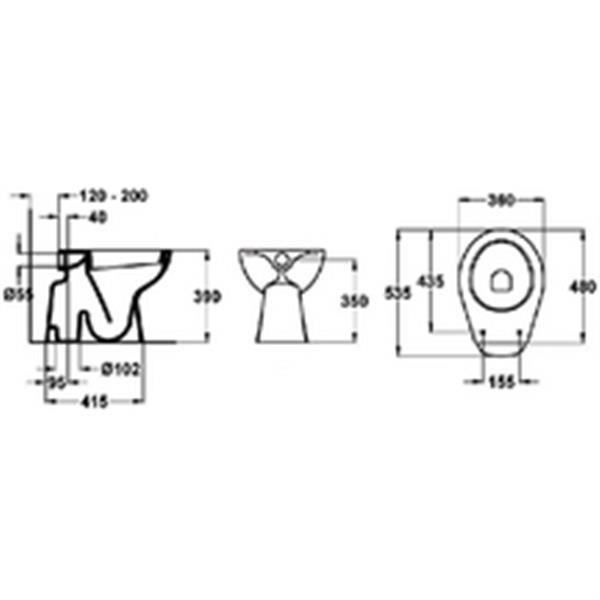 Dimension Cuvette Wc Sortie Verticale Ideal Standard Cuvette Independante Matura 36x53 5cm En Porcelaine