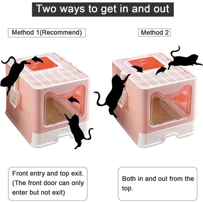 Comparer les prix de Bac à litière pour Chat KEDIA - Maison de Toilette avec 2 Portes et 1 Pelle - Rose - Taille Moyenne