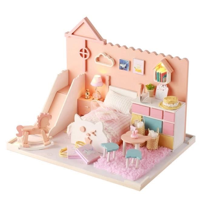 erhumama Maison de poupée en bois à monter soi-même, décoration de