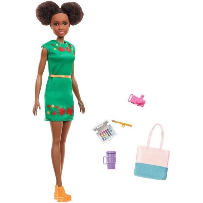 Barbie et ses accessoires de voyage Poupée fille rose jouet kid