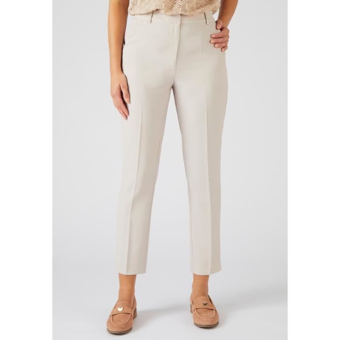 Pantalon 7 8eme stretch fluide DAMART Beige grise Coupe feminine Beige grise Cdiscount Pret a Porter
