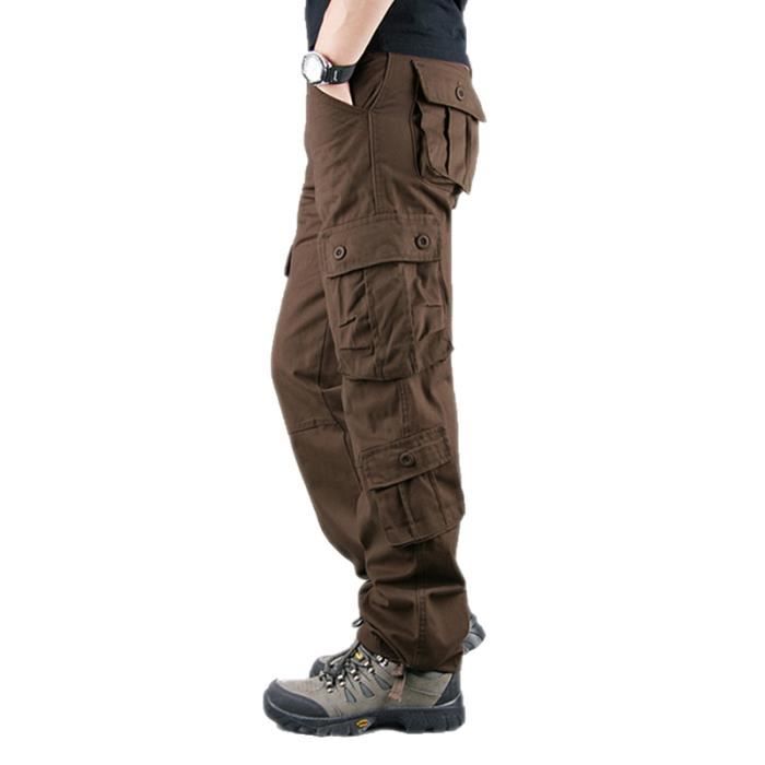 Pantalon homme cargo multi poches pantalons de travail en coton style militaire sports de combat durable multioccasionsBrun Brun Cdiscount Pret a Porter