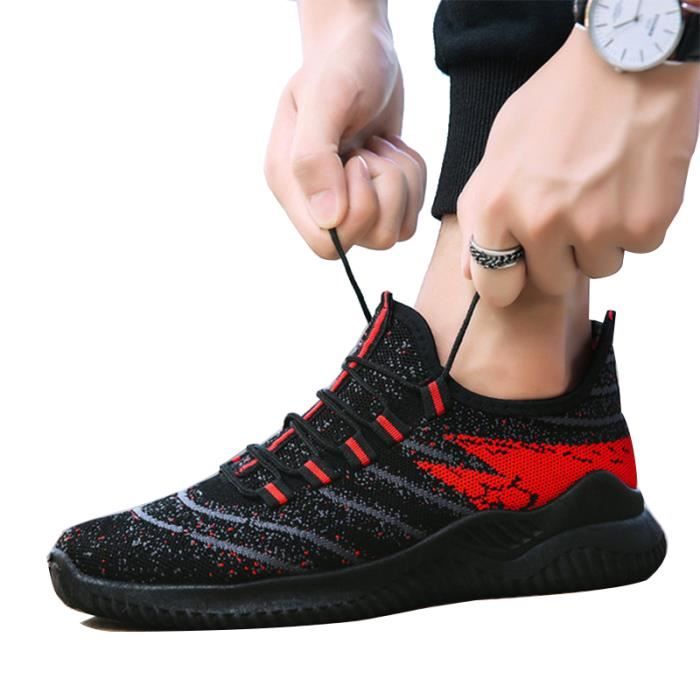 LEOCLOTHO Chaussures de sport Homme - LEOCLOTHO - Rouge - Talon plat - Lacets