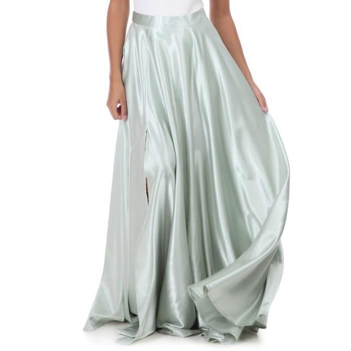 Jupe Longue Vert Clair Taille Haute Effet Satine Vert Cdiscount Pret A Porter