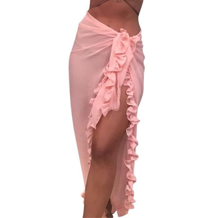 Minetom Paréo Femme Robe de Plage Cache-Maillots Imprimé Papillon Sarong Wrap Dos Nu Été Maillots de Bain Bikini Cover Up A Blanc XS