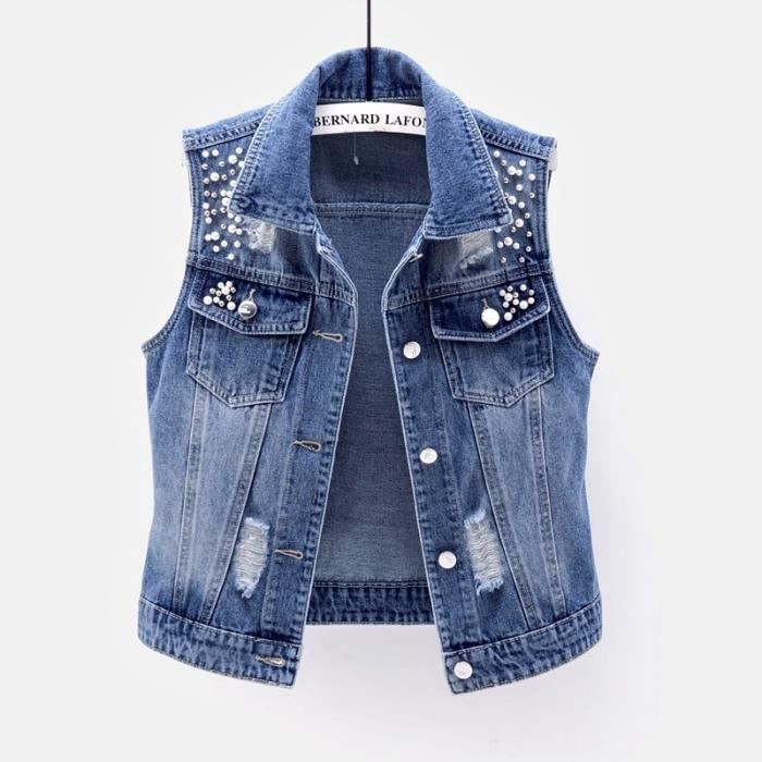 Gilet sans manches grande taille pour femmes Type Blue Blanc Cdiscount Pret a Porter