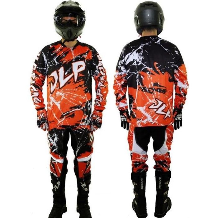 Tenue Moto Cross Enfant JLP Racing - Pantalon, Maillot, Gants - Orange - Taille M