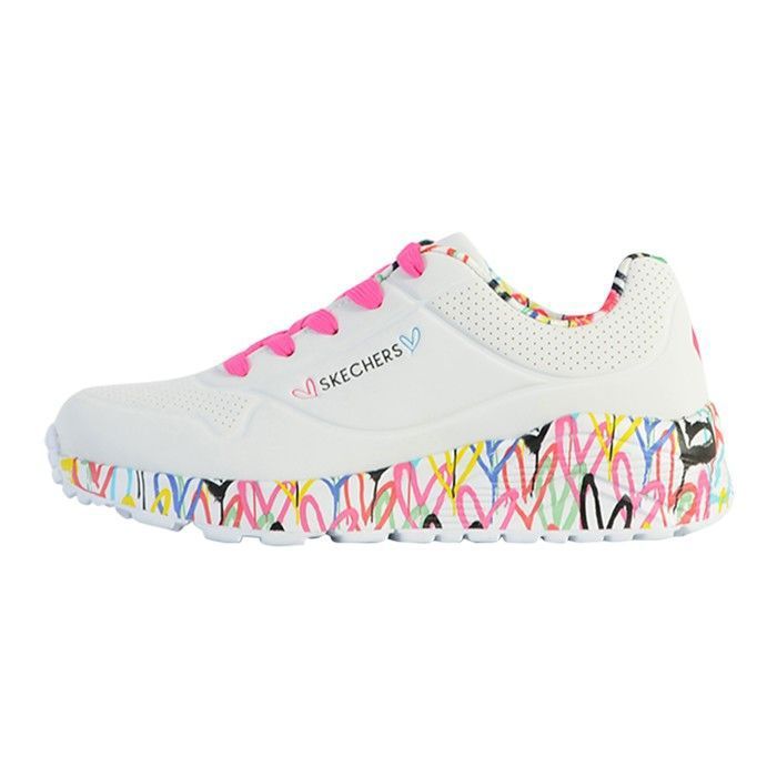 Skechers Skechers Lovely Luv - Baskets enfant femme blanches multicolores lacets semelle caoutchouc
