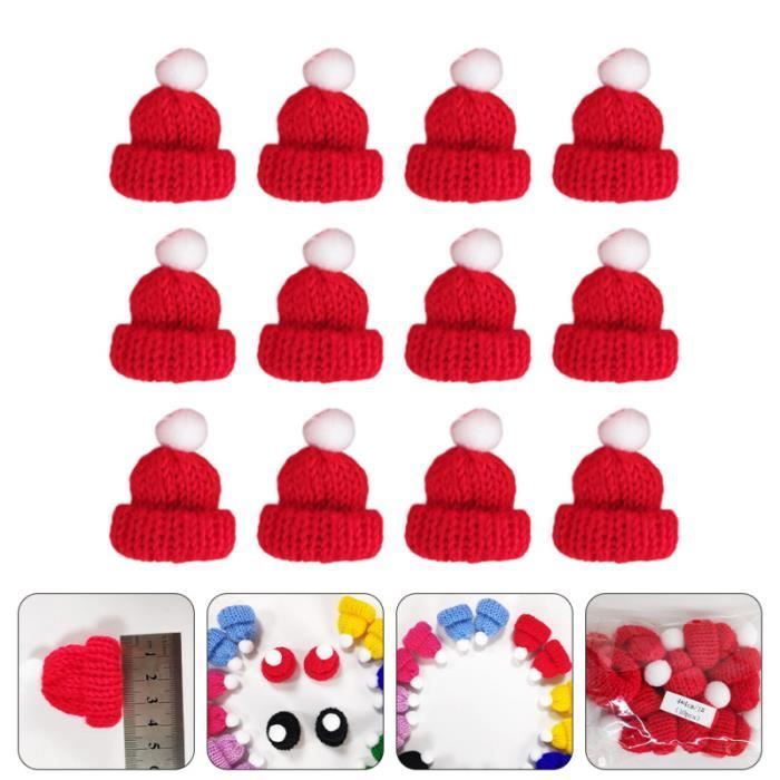 Lot De 20 Mini Chapeaux De Noël Tricotés - Décorations Pour Bouteilles, Arbre, Maison De Poupée - Rouge, Vert, Blanc, Noir