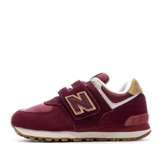 Baskets - NEW BALANCE - PV574 - Tige basse en nubuck et textile - Fermeture à scratch - Coloris Bordeaux