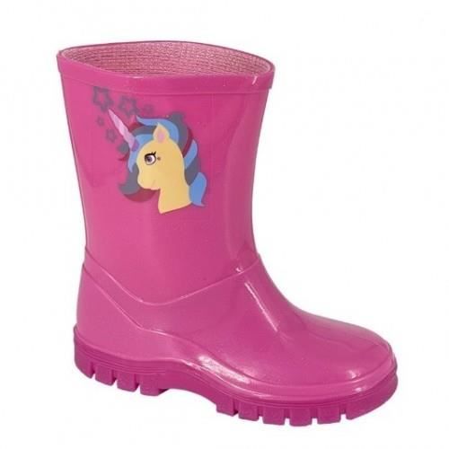 Bottes De Pluie Fille Avec Lumière Scintillante - Chaussures Arc-en-Ciel Et Unies Avec Poignées - Étanches Pour Enfants