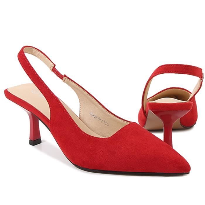 Escarpins daim rouge shop