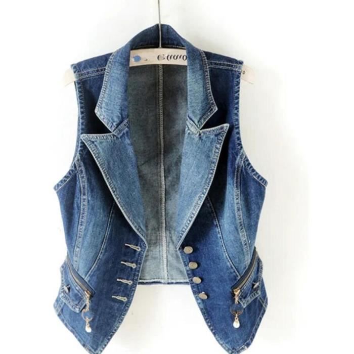 Gilet sans manche jean femme online