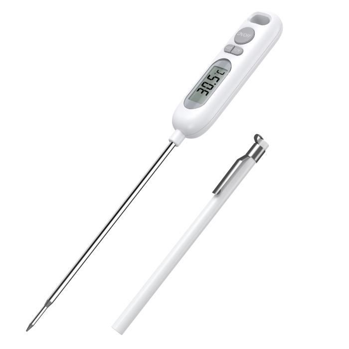 thermomètre de cuisson,thermomètres de cuisine numérique avec sonde longue et lcd ecran - blanc