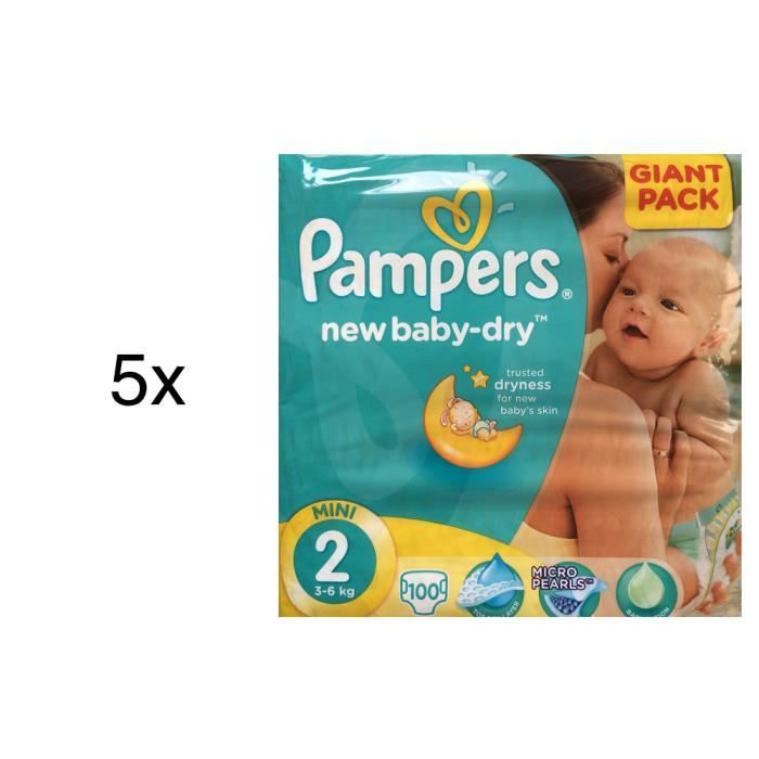 500 COUCHES PAMPERS NEW BABY DRY taille 2 Cdiscount Puériculture