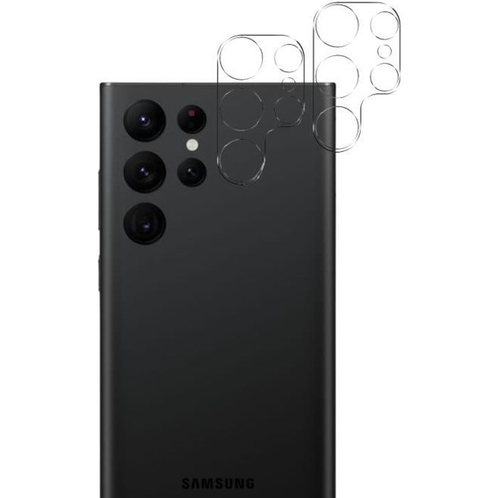 Protecteur d'objectif d'appareil photo compatible avec Samsung Galaxy S21  Ultra [pack de 2] [verre trempé résistant aux rayures] [ultra-mince], noir