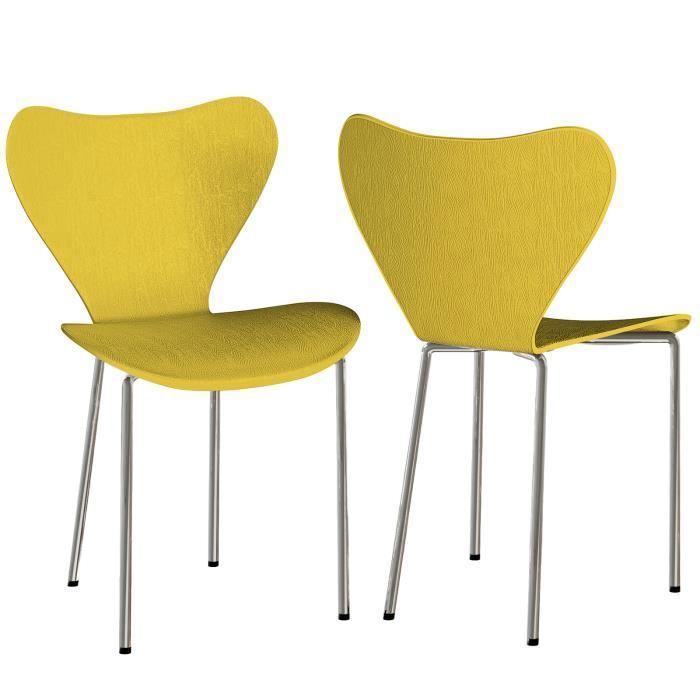 Chaises de Cuisine - PIPIPOXER - Lot de 2 - Plastique - Ergonomique - Empilable - Jaune