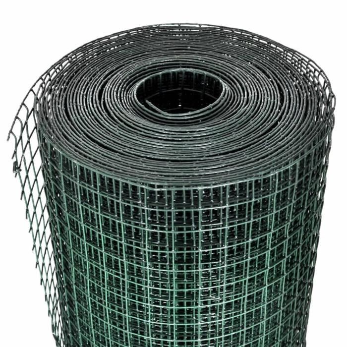 Grillage à poules rouleau soudé - maille hexagonale 2,5L x 4H cm - H.1 m -  L.25 m - acier revêtement PVC vert