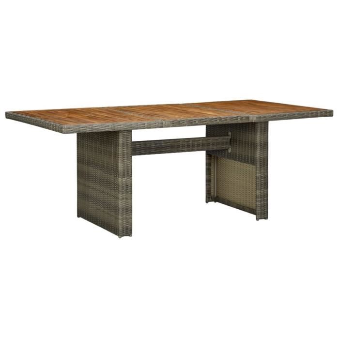 Table de jardin Marron Résine tressée et bois d'acacia massif - SALALIS - DP17746