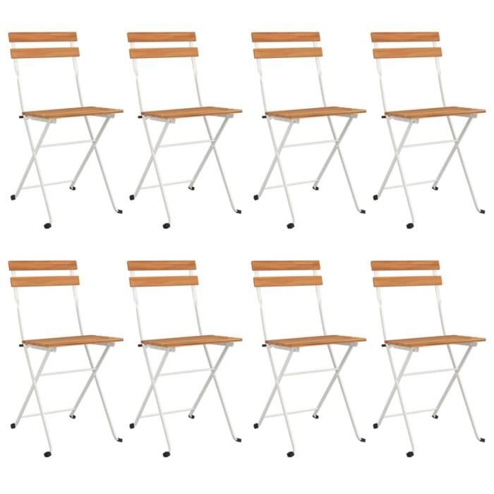 chaises de bistrot pliantes 8 pcs bois d'acacia solide et acier - salalis - sp031932