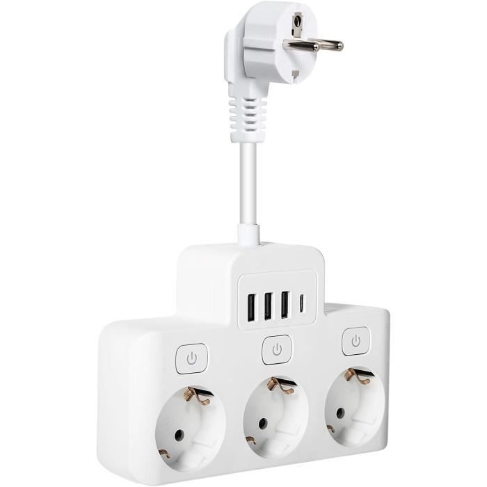 Prise Cube avec USB, adaptateur multiprise 4 voies (16A/4000W