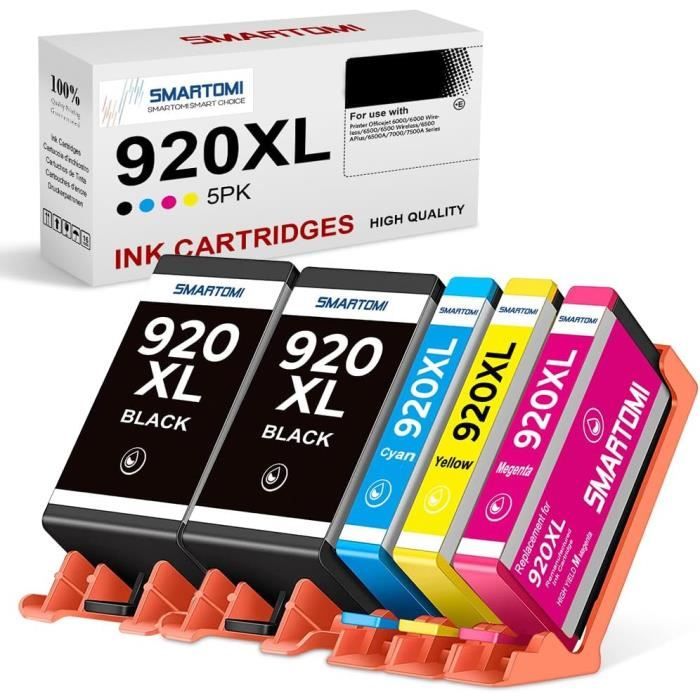 HP 920 XL Cartucce Originali – 4 Pezzi (Nero, Ciano, Giallo, Magenta) Per OfficeJet 6000, 6500, 7000, 7500