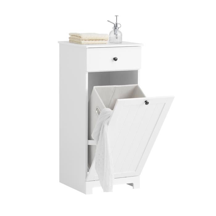 SoBuy BZR21-W Meuble Bas de Salle de Bain Armoire Toilette avec 1 tiroir et  1 Panier à Linge Meuble de Rangement Corbeille à Linge - Cdiscount Maison