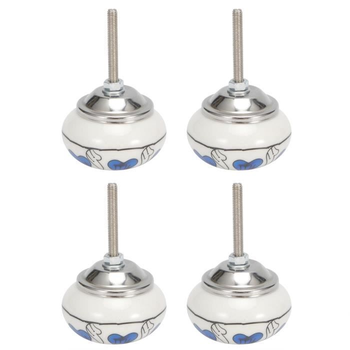 Lot De 4 Poignées Tiroir Céramique Fleur - Boutons Armoire En Alliage De Zinc Avec Vis - Accent Floral Pour Meubles Cuisine, Chambre