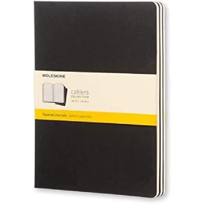 Moleskine Set de 3 cahiers quadrillés Très grand format Couverture