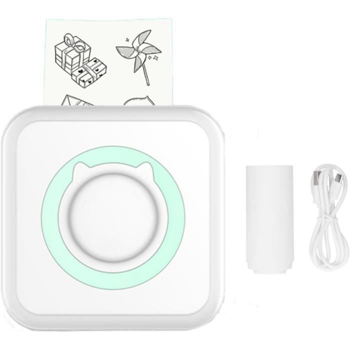 Mini Imprimante Thermique Portable Bluetooth 200 DPI - Imprimante Photo Et Notes Sans Encre Pour Smartphone (Vert)