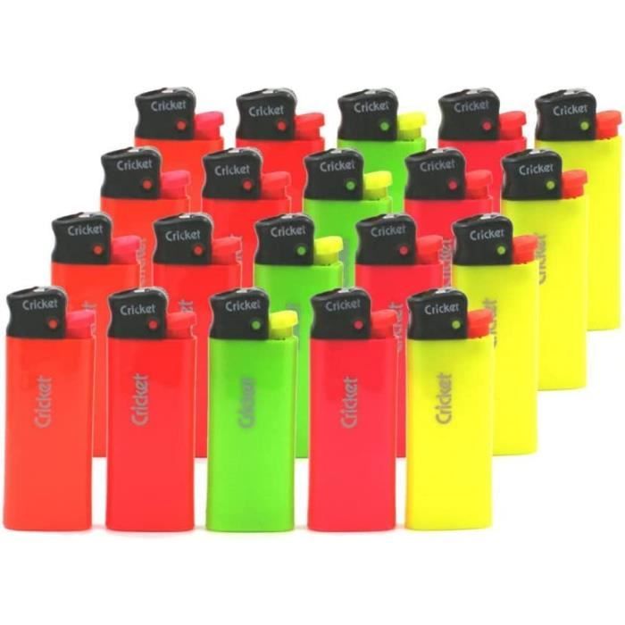 Lot 5 Briquets Cricket Fluo – 5 Couleurs Vives – Allumage Pierre Fiable – Format Compact